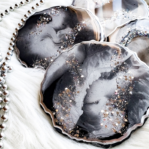 SOLD. Resin Geode Coasters, Set of 2 - Picture 3 of 11